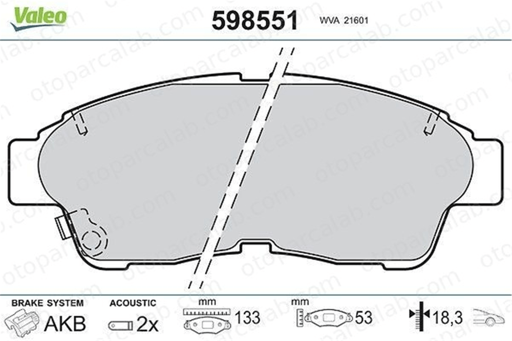 VALEO 598551 Fren Disk Balata Ön TOYOTA COROLLA COROLLA Compact 446533040 446502020