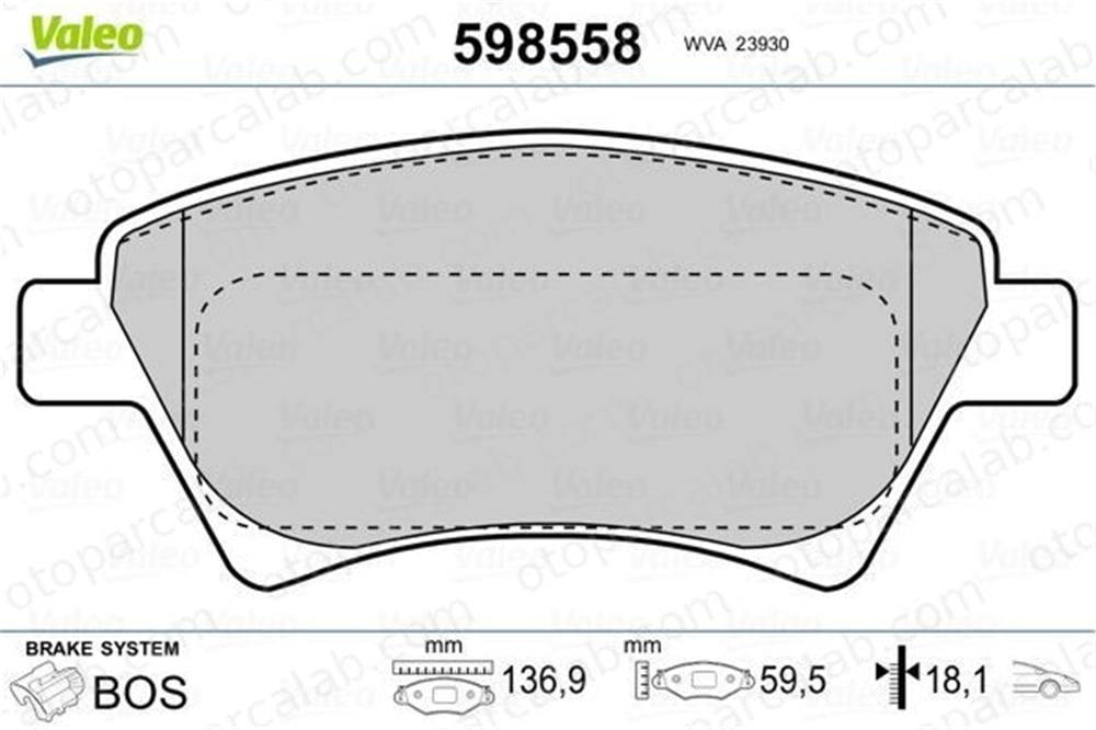 VALEO 598558 Fren Disk Balata Ön RENAULT MEGANE II MEGANE II Station wagon 410601241R 410608713R