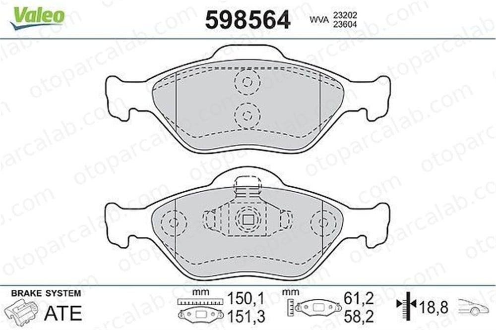VALEO 598564 Fren Disk Balata Ön FORD FIESTA IV FIESTA V 1E103328Z 1633674