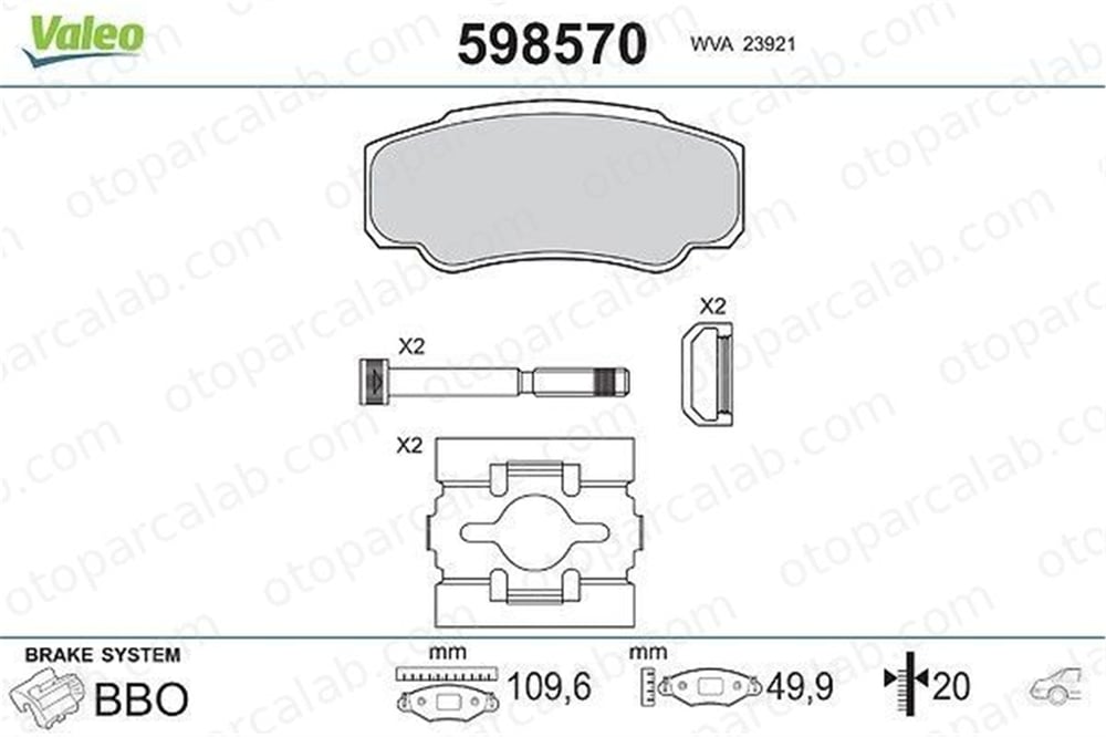 VALEO 598570 Fren Disk Balata Arka PEUGEOT BOXER Panelvan/Van BOXER Minibüs/Otobüs 71752985 425247