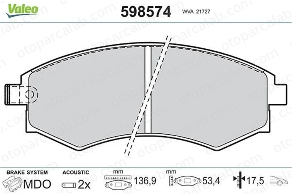 VALEO 598574 Fren Disk Balata Ön HYUNDAI ELANTRA III Sedan LANTRA II Station wagon 5810138A40 5810129A00