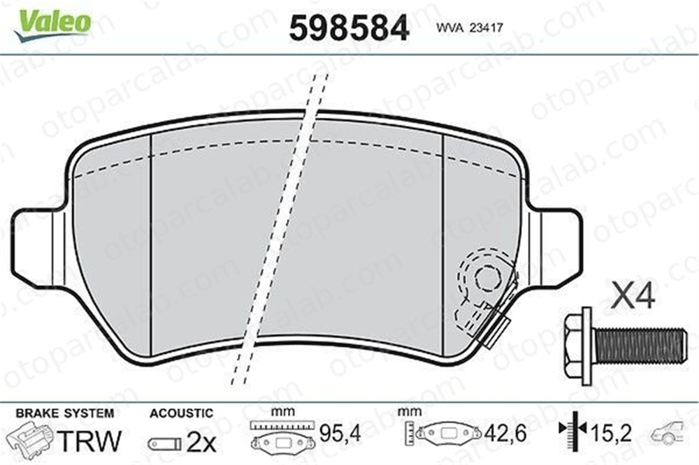 VALEO 598584 Fren Disk Balata Arka OPEL ASTRA H Station wagon ASTRA H 93188727 93170602