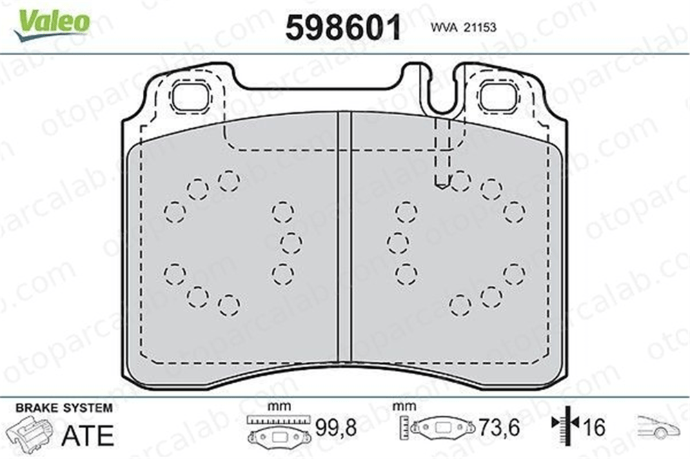 VALEO 598601 Fren Disk Balata Ön MERCEDES-BENZ E-SERISI SL A0054200220 14209820