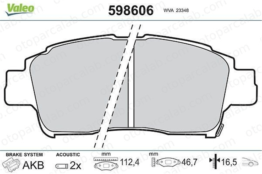VALEO 598606 Fren Disk Balata Ön TOYOTA YARIS 446552040 0446552040