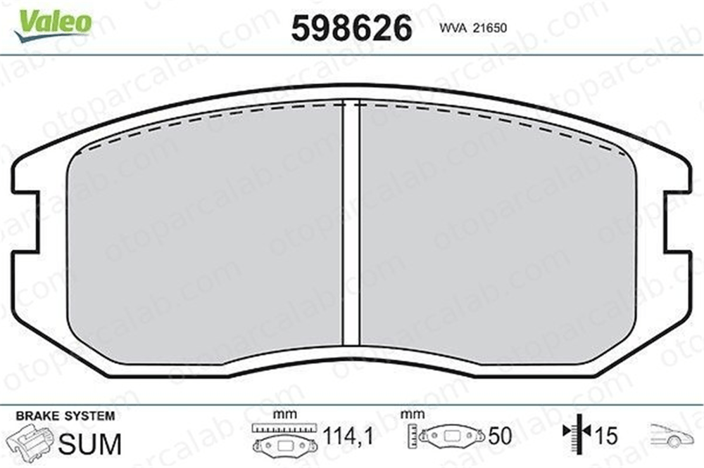 VALEO 598626 Fren Disk Balata Ön MITSUBISHI LANCER IV Hatchback DAIHATSU EXTOL Minibüs/Otobüs MB950554 449197505