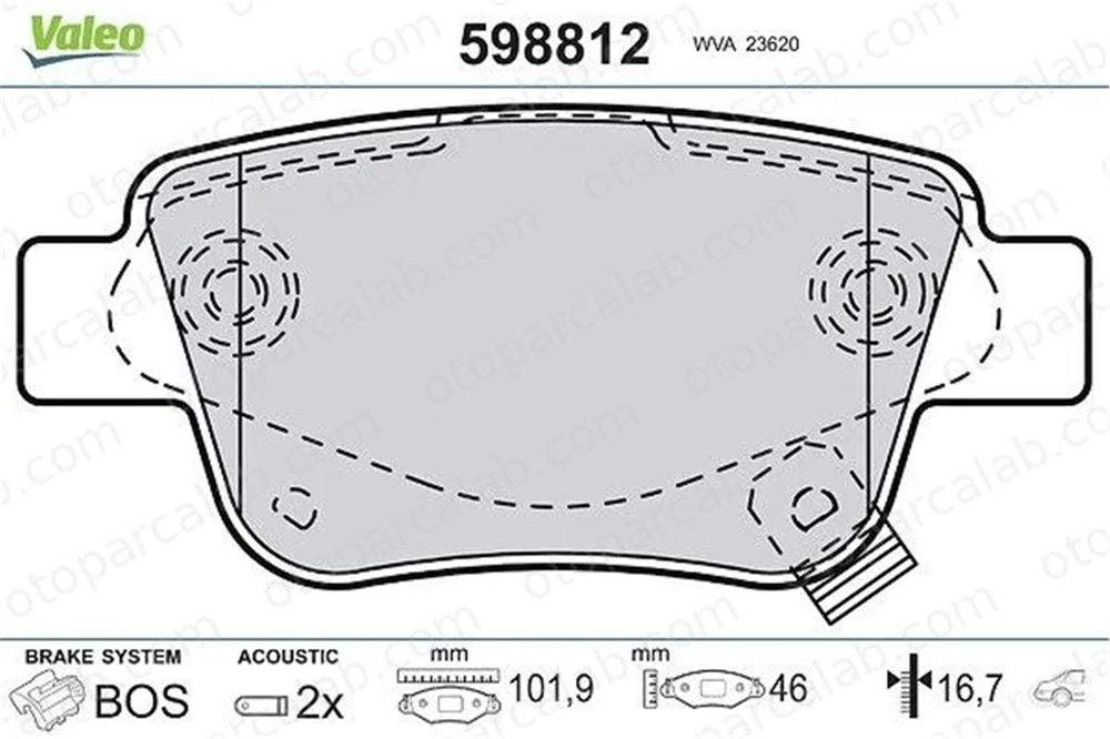 VALEO 598812 Fren Disk Balata Arka TOYOTA AVENSIS AVENSIS Sedan 446605010 04466-05010