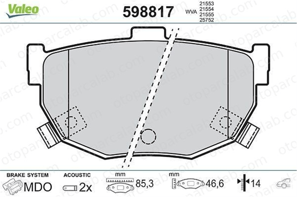 VALEO 598817 Fren Disk Balata Arka HYUNDAI ELANTRA III Sedan COUPE II 583022FA00W 5830228A00