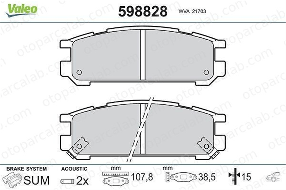 VALEO 598828 Fren Disk Balata Arka SUBARU IMPREZA Station wagon LEGACY I 26296AA060 26296AA061