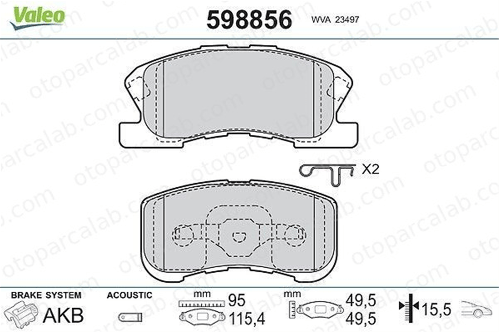VALEO 598856 Fren Disk Balata Ön DAIHATSU SIRION YRV 449197401 449197201