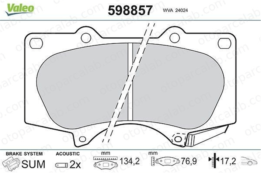 VALEO 598857 Fren Disk Balata Ön TOYOTA LAND CRUISER PRADO HILUX VIII Pick-up 446560320 04465-60320