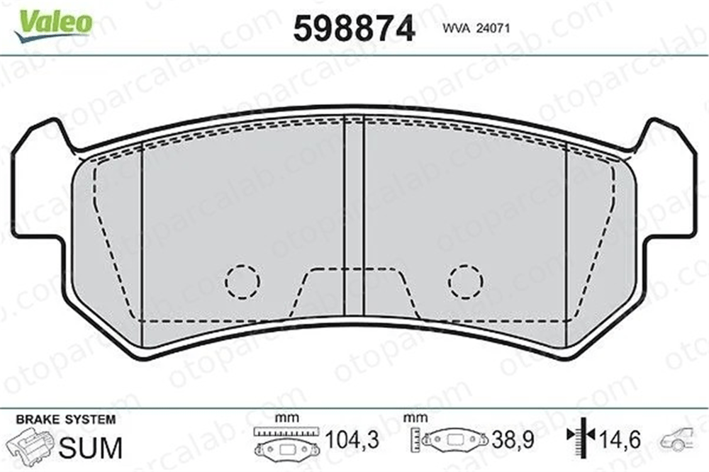 VALEO 598874 Fren Disk Balata Arka DAEWOO NUBIRA Sedan NUBIRA Wagon 96405131 5550085Z00