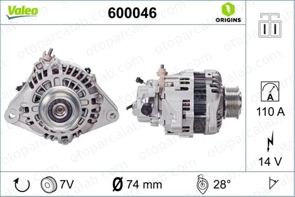 VALEO 600046 Alternatör HYUNDAI H-1 / STAREX Minibüs/Otobüs H-1 Panelvan/Van HYU600046ALT 373004A001