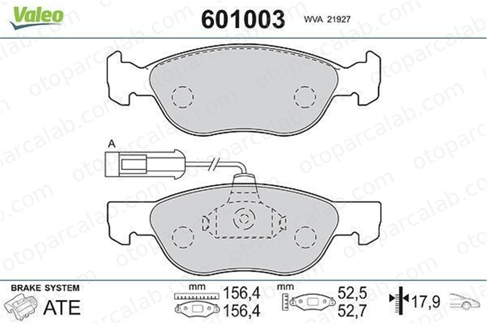VALEO 601003 Fren Disk Balata Ön FIAT PUNTO PUNTO Kasa/eğik arka 77362090 77362186