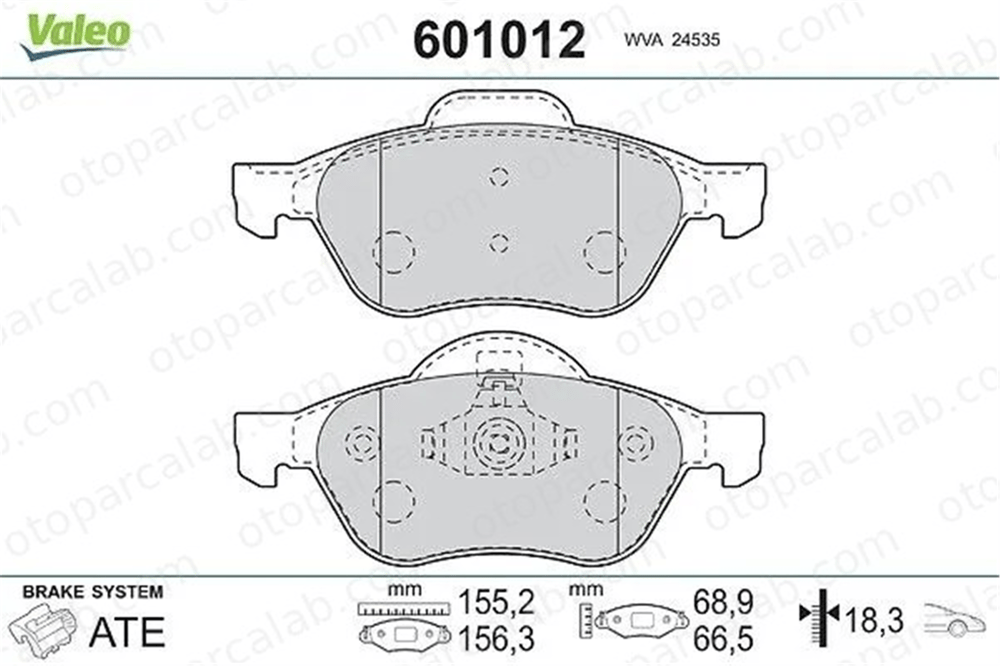 VALEO 601012 Fren Disk Balata Ön RENAULT MEGANE II MEGANE II Sedan 410601237R 410600012R