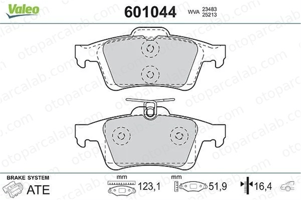 VALEO 601044 Fren Disk Balata Arka FORD FOCUS III FOCUS III Turnier C2Y32648ZA 12799240