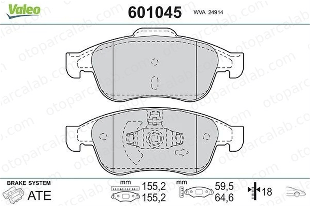 VALEO 601045 Fren Disk Balata Ön DACIA DUSTER RENAULT MEGANE III Coupe 410600379R 410605961R