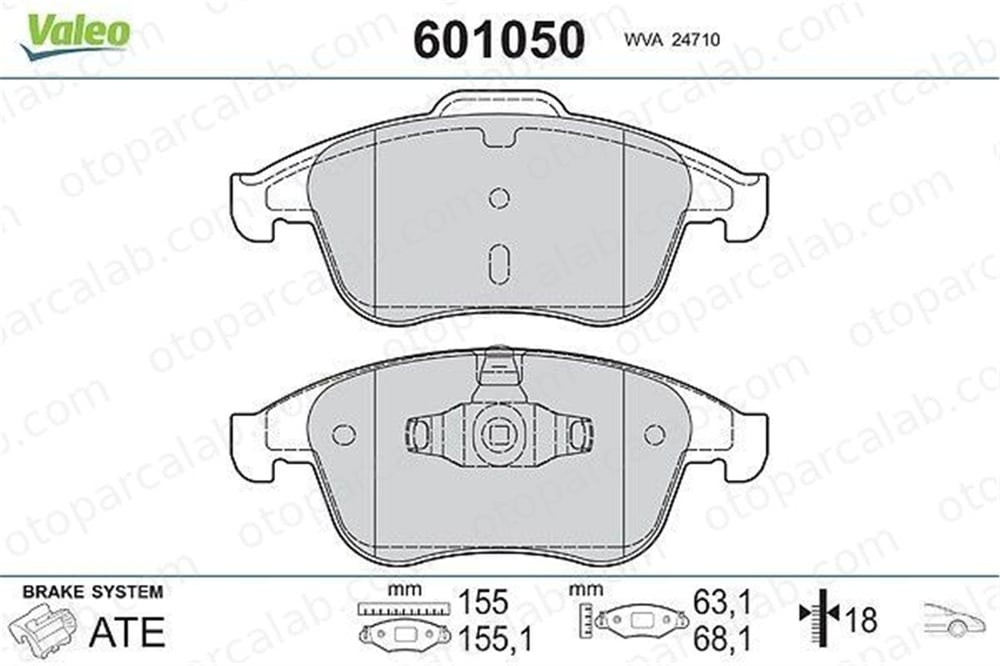 VALEO 601050 Fren Disk Balata Ön RENAULT GRAND SCÉNIC III SCÉNIC III 410605055R 410600629R