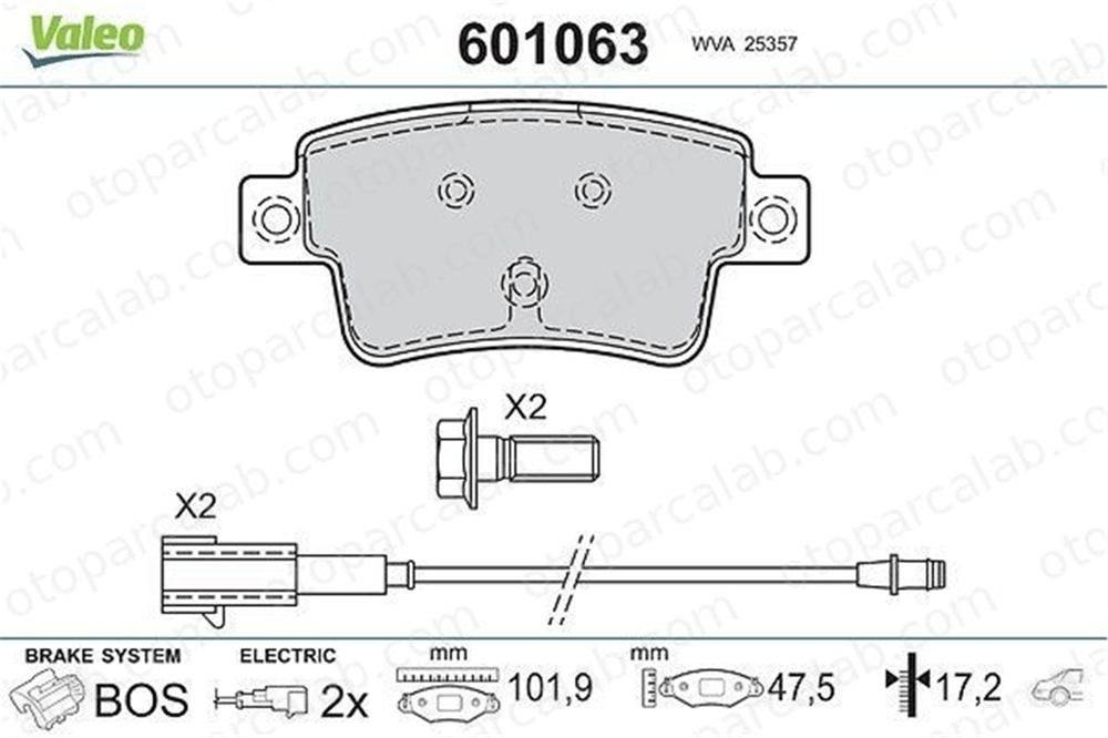 VALEO 601063 Fren Disk Balata Arka FIAT PUNTO PUNTO EVO 1605230 1605356