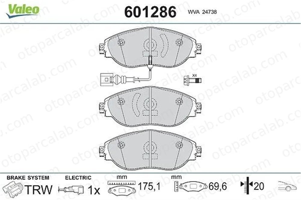 VALEO 601286 Fren Disk Balata Ön VW GOLF VII SEAT LEON 3C0698151F 3Q0698151B
