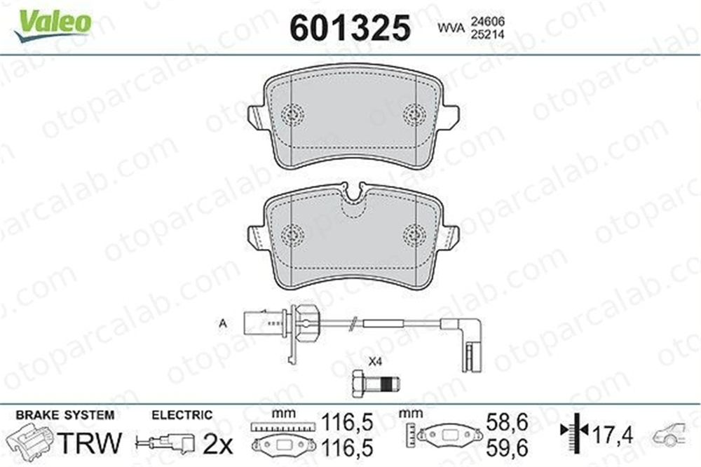 VALEO 601325 Fren Disk Balata Arka AUDI A6 C7 A6 C7 Avant 4G0698451 4G0698451A