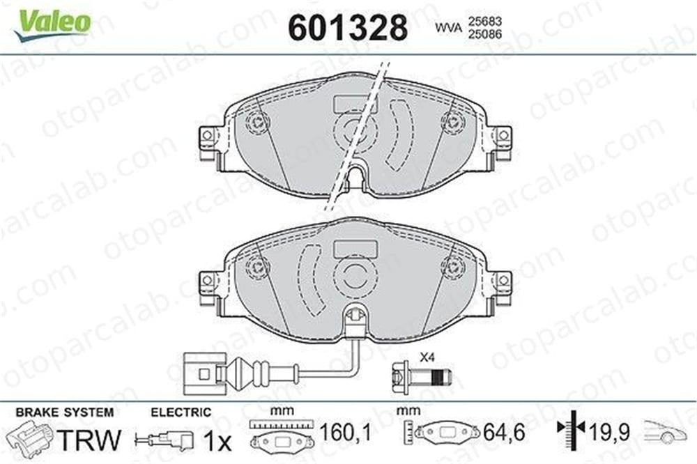 VALEO 601328 Fren Disk Balata Ön VW GOLF VII AUDI A3 Sportback 8V0698151 5Q0698151B
