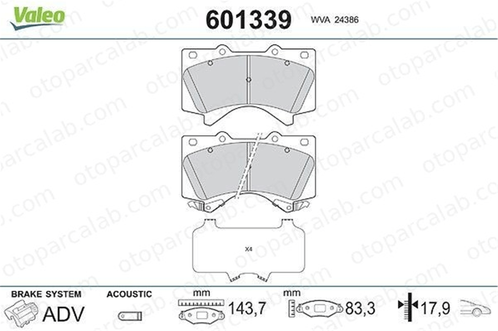 VALEO 601339 Fren Disk Balata Ön TOYOTA LAND CRUISER 200 LAND CRUISER PRADO 446560300 446560280