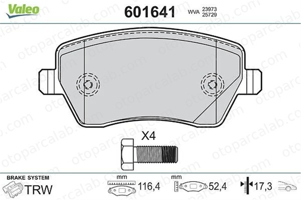 VALEO 601641 Fren Disk Balata Ön RENAULT CLIO III CLIO III Grandtour 93196814 410604775R