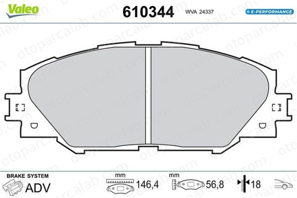 VALEO 610344 Fren Disk Balata Ön TOYOTA AURIS RAV 4 IV 610344 446502230