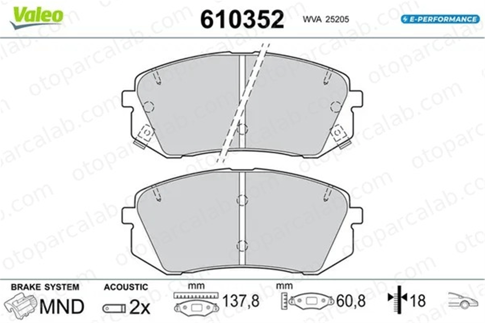VALEO 610352 Fren Disk Balata Ön HYUNDAI TUCSON KIA SPORTAGE IV 610352 581013ZA06