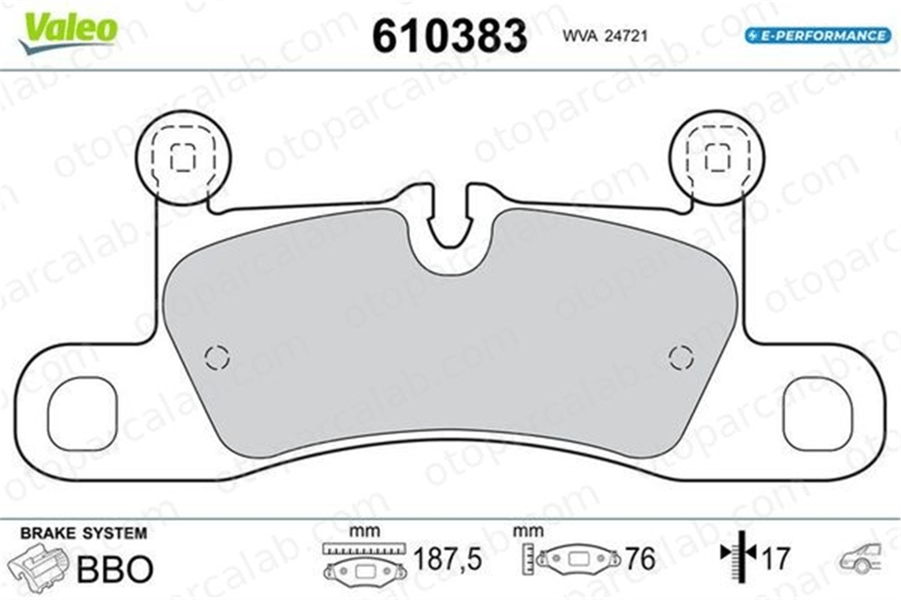 VALEO 610383 Fren Disk Balata Arka PORSCHE PANAMERA CAYENNE 610383 7P0698451