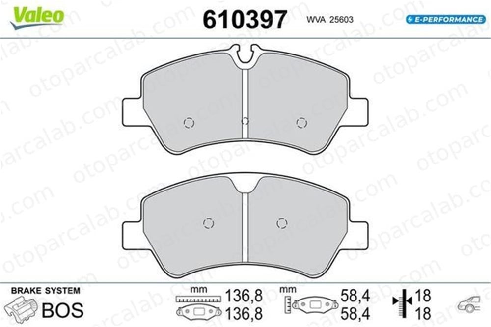 VALEO 610397 Fren Disk Balata Arka FORD TRANSIT CUSTOM V362 Minibüs/Otobüs TRANSIT CUSTOM V362 Panelvan/Van 610397 3H17D03