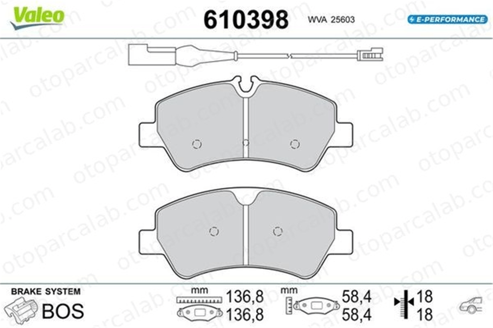 VALEO 610398 Fren Disk Balata Arka FORD TRANSIT CUSTOM V362 Minibüs/Otobüs TRANSIT CUSTOM V362 Panelvan/Van 610398 1916327