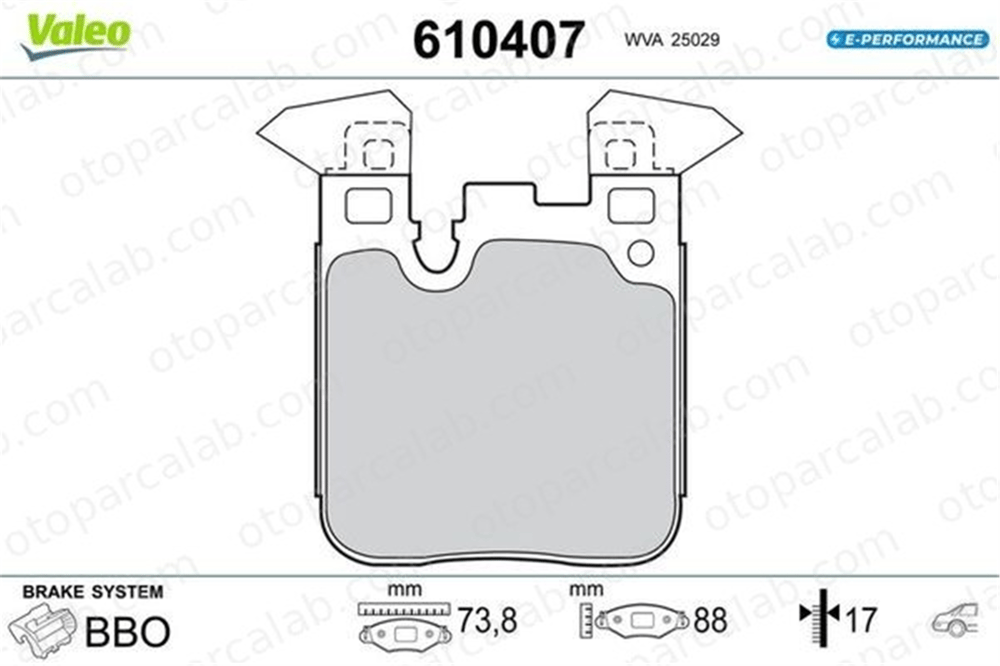 VALEO 610407 Fren Disk Balata Arka BMW i3 3 610407 2284766