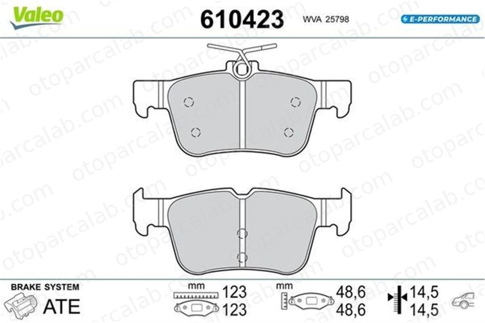 VALEO 610423 Fren Disk Balata Arka FORD FOCUS IV FOCUS IV Turnier 610423 2110582