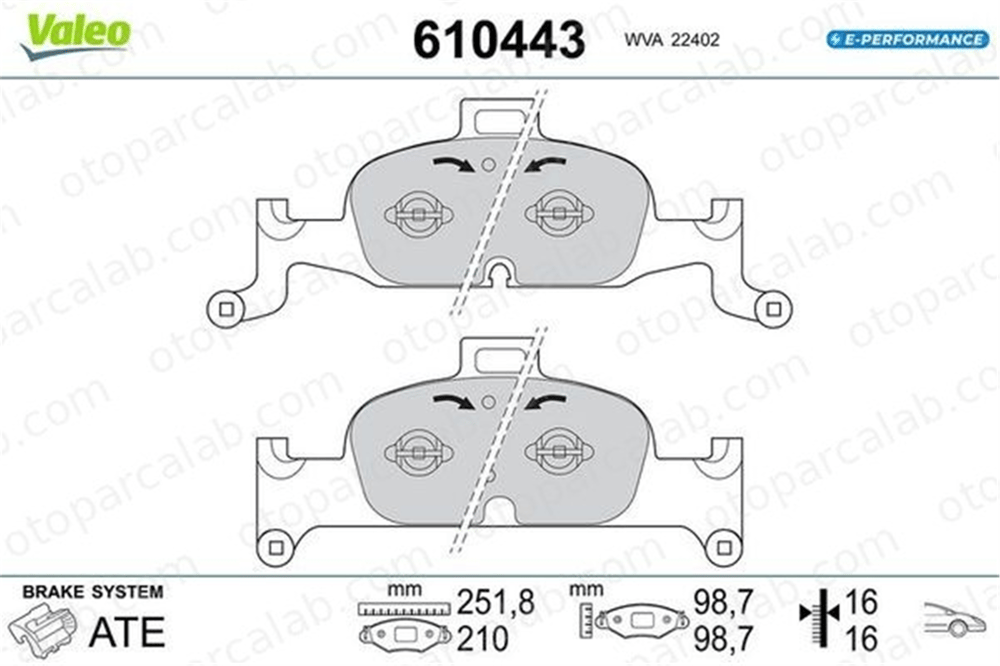 VALEO 610443 Fren Disk Balata Ön AUDI A6 C8 A6 C8 Avant 610443 4K0698151AB