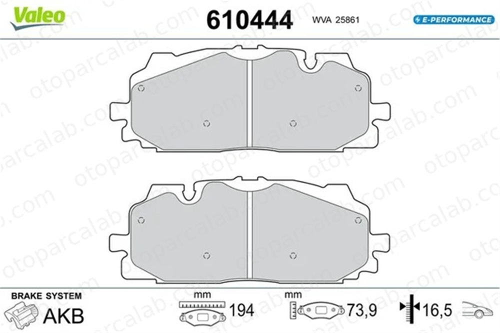 VALEO 610444 Fren Disk Balata Ön AUDI A6 C8 A7 Sportback 610444 4K0698151