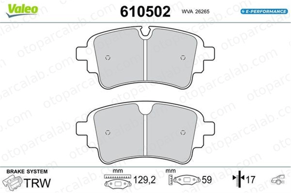 VALEO 610502 Fren Disk Balata Arka AUDI A6 C8 A6 C8 Avant 610502 4M0698451BC