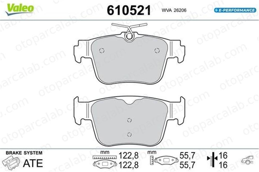 VALEO 610521 Fren Disk Balata Arka SKODA OCTAVIA IV OCTAVIA IV Combi 610521 5WA698451A