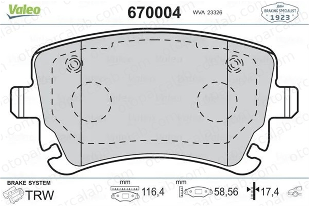 VALEO 670004 Fren Disk Balata Arka AUDI A6 C6 Avant A6 C6 7H0698451 4B3698451
