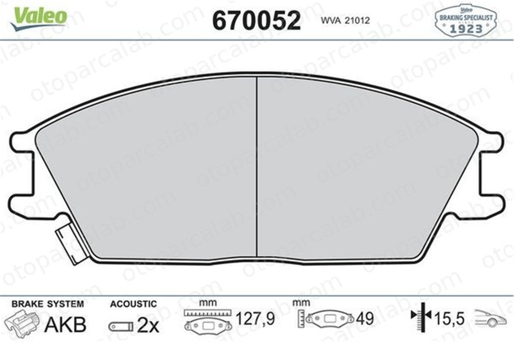 VALEO 670052 Fren Disk Balata Ön HYUNDAI GETZ ACCENT II 581011CA00 581011CA10