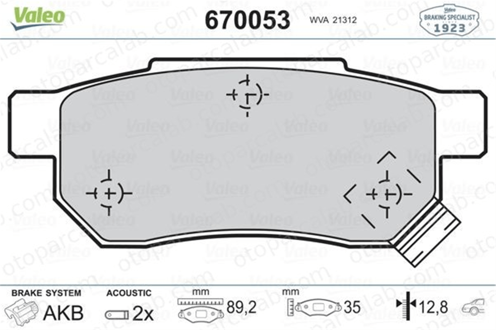 VALEO 670053 Fren Disk Balata Arka ROVER 200 II Hatchback 400 II 43022TF0G01 6022SP8000