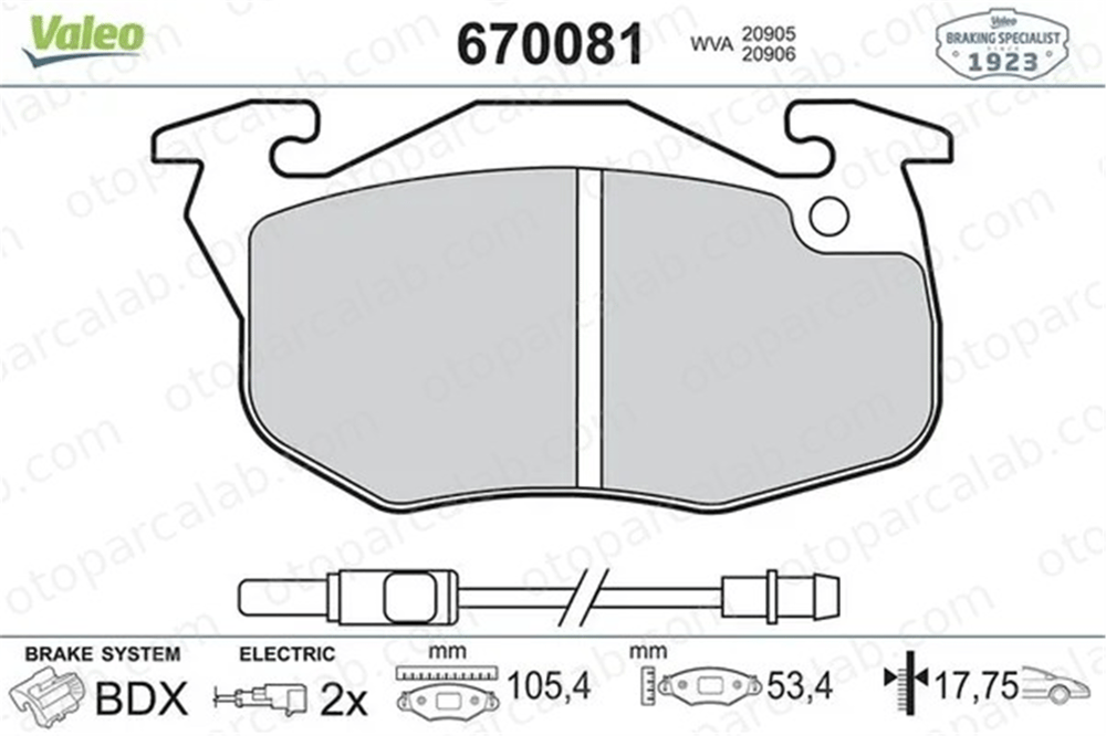 VALEO 670081 Fren Disk Balata Ön PEUGEOT 205 II 309 I 7711130034 1617247780