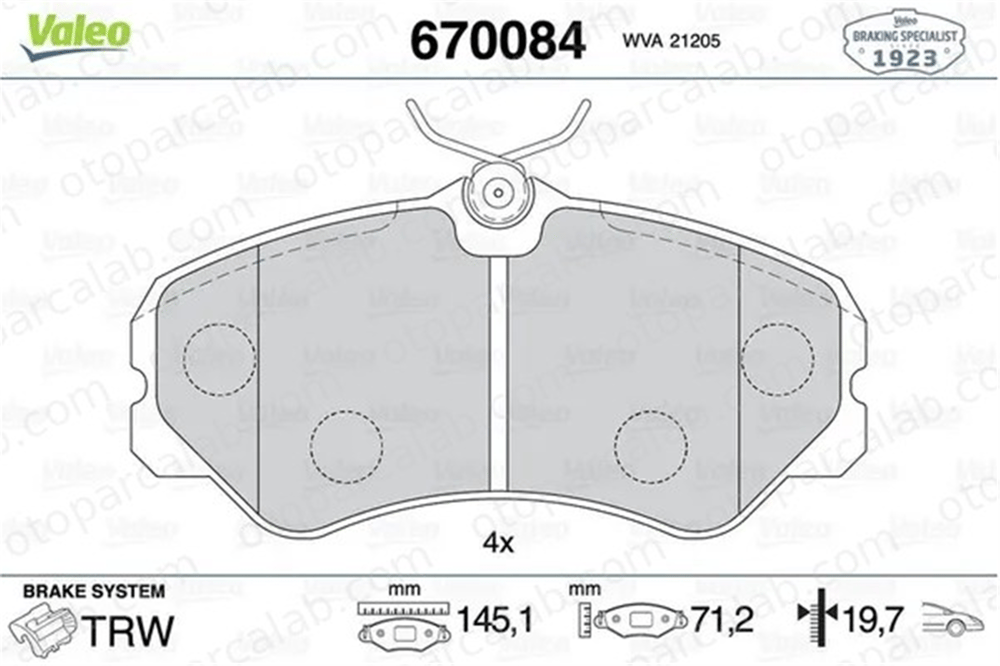 VALEO 670084 Fren Disk Balata Ön RENAULT 11 CLIO II 410602192R 7701207066