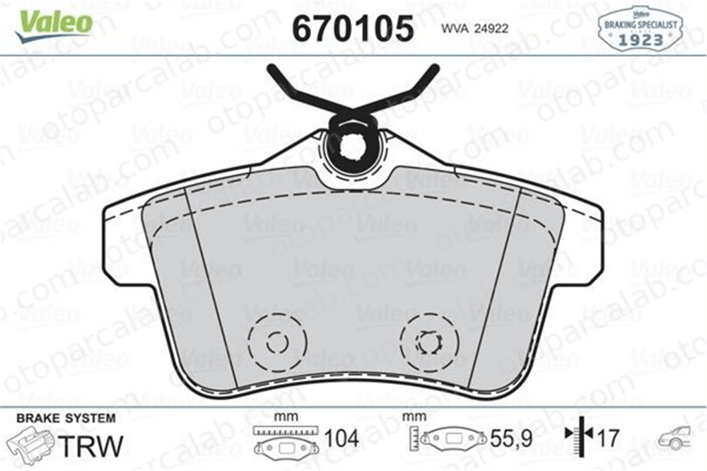 VALEO 670105 Fren Disk Balata Arka PEUGEOT 508 I CITROËN C4 II 1608520680 1623180880
