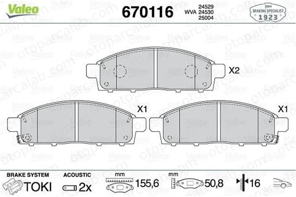 VALEO 670116 Fren Disk Balata Ön MITSUBISHI L200 / TRITON FIAT FULLBACK Pick-up 6000609714 6000609715