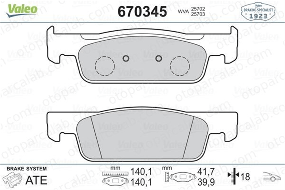 VALEO 670345 Fren Disk Balata Ön DACIA LOGAN II RENAULT CLIO IV 410602581R 410605612R