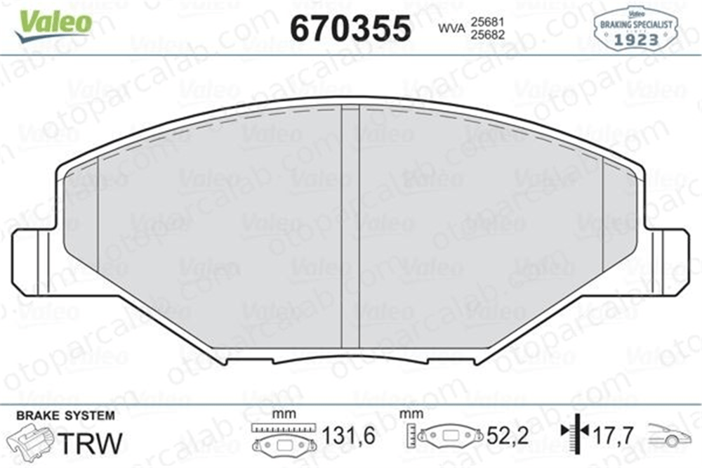 VALEO 670355 Fren Disk Balata Ön SKODA FABIA II FABIA II Combi 6RU698151 6RU698151A