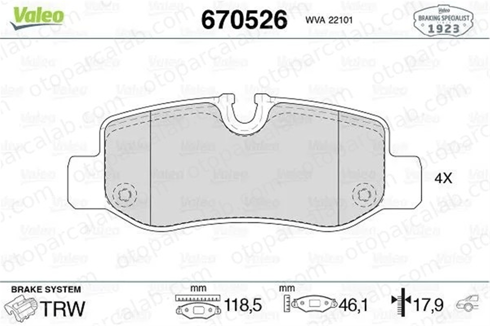 VALEO 670526 Fren Disk Balata Arka MERCEDES-BENZ VITO Mixto VITO Tourer A4474200120 4474200120