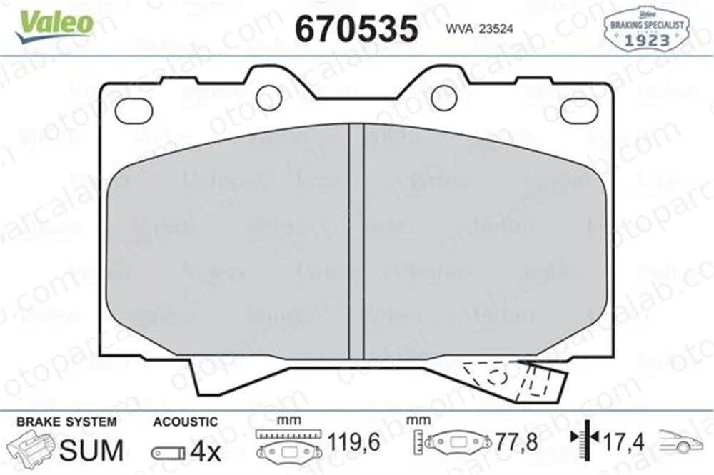 VALEO 670535 Fren Disk Balata Ön TOYOTA LAND CRUISER 100 LEXUS LX 446560230 04465-60230