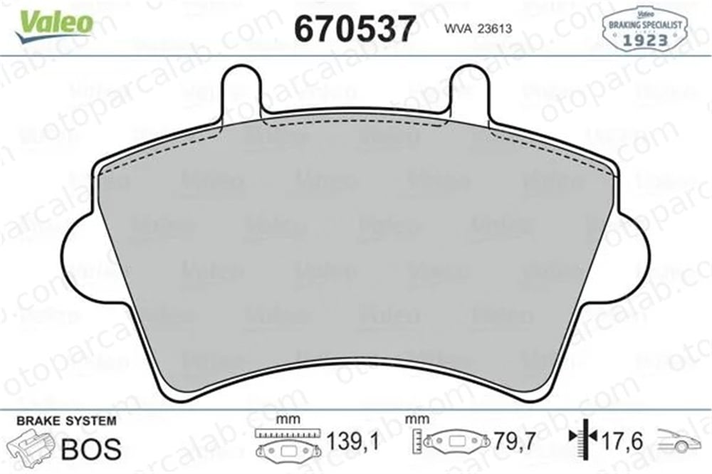 VALEO 670537 Fren Disk Balata Ön OPEL MOVANO A Panelvan/Van RENAULT MASTER II Minibüs/Otobüs 7701207339 4106000QAD